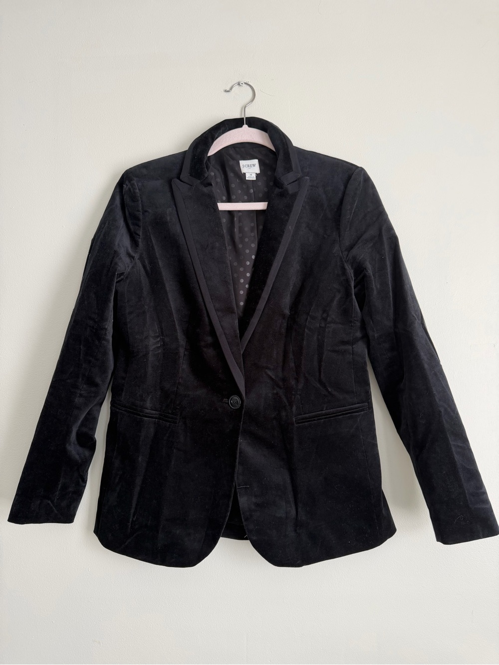 J. Crew Black Velvet Single-Button Blazer